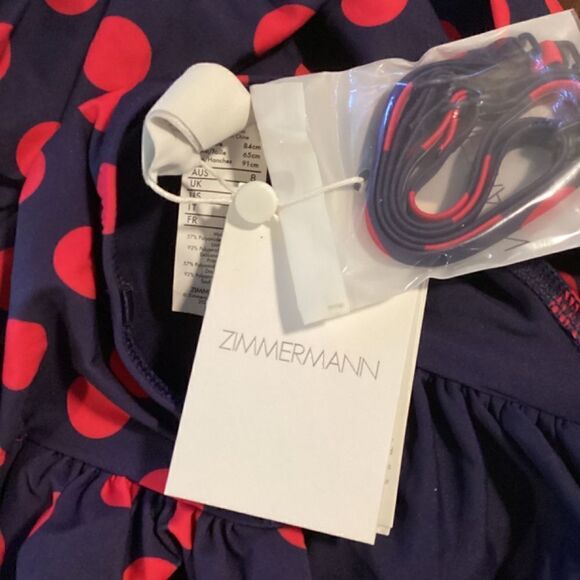 Zimmerman Ruched polka dot bandeau swimsuit Red & Navy blue NWT Size 2 - Picture 12 of 12